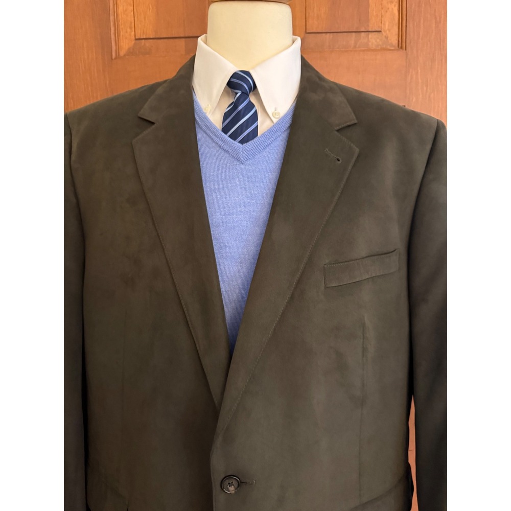 Jos. A. Bank Microsuede Blazer Mens 50L Moss Green Two-Button Sport Coat Jacket